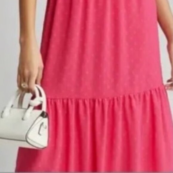Chelsea28 Pink Swiss Dot One Shoulder Midi Dress SZ XL NWT - Picture 3 of 10